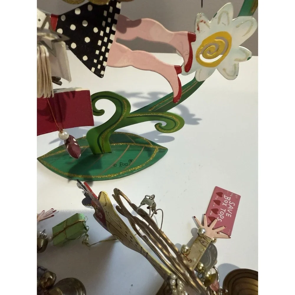 4 Piece Karen Rossi‎ Silvestri Fanciful Flights Ornaments SANTA SHOPPER COUPONER